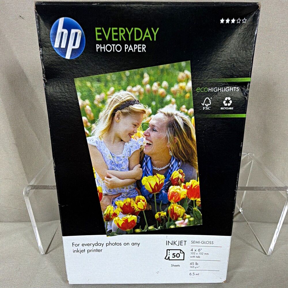 HP Everyday Photo Paper 4x6 Semi-Gloss 50 Sheets Inkjet Q8868A NOS